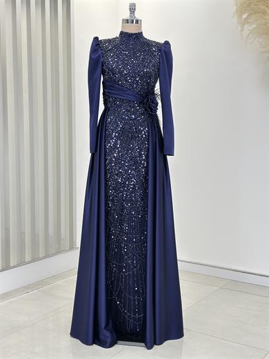 Flowers Abiye Lacivert