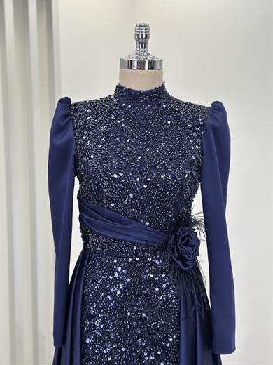 Flowers Abiye Lacivert