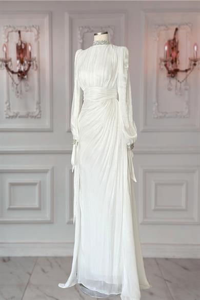 Gözde Abiye Elbise Krem