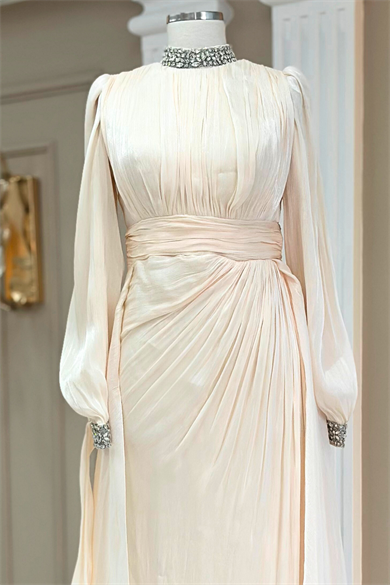 Gözde Abiye Elbise Krem