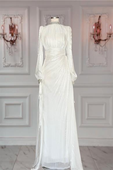 Gözde Abiye Elbise Krem