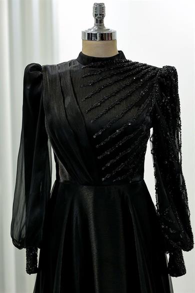 Güneş Tesettür Abiye Siyah