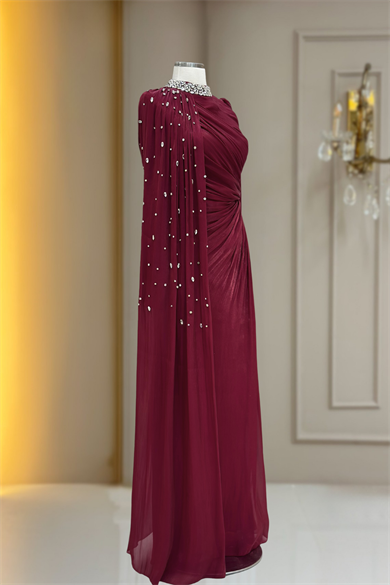 Helen Abiye Elbise Bordo