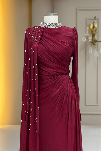 Helen Abiye Elbise Bordo