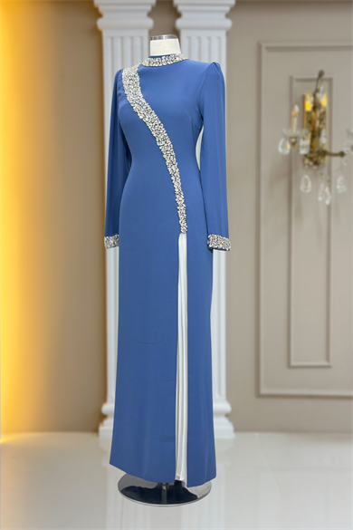 İnci Abiye Elbise İndigo