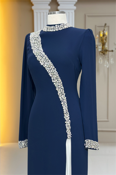 İnci Abiye Elbise Lacivert