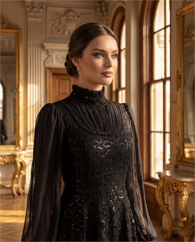 İnci Abiye Siyah