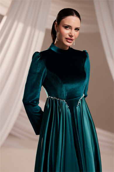 Kadife Abiye Zümrüt