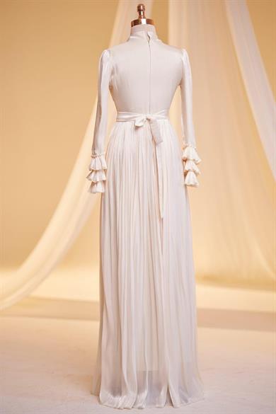 Lina Tesettür Abiye Ekru