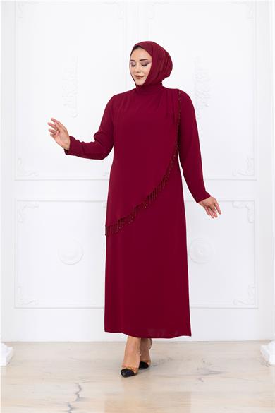 Melek Abiye Elbise Bordo