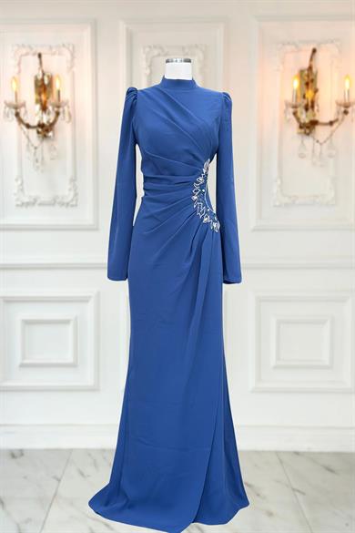 Miray Tesettür Abiye İndigo