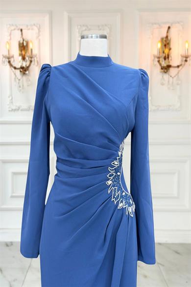 Miray Tesettür Abiye İndigo