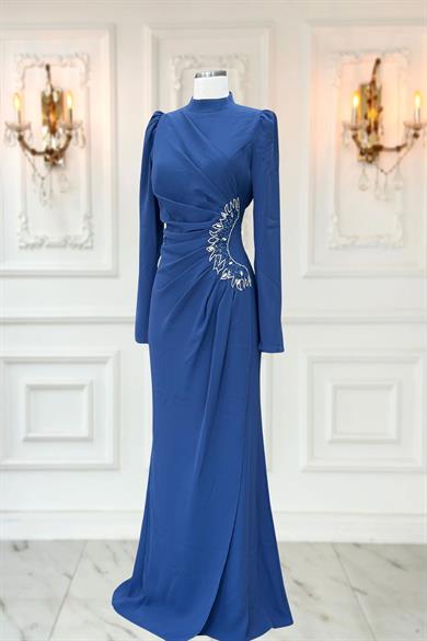 Miray Tesettür Abiye İndigo