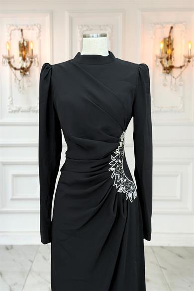 Miray Tesettür Abiye Siyah