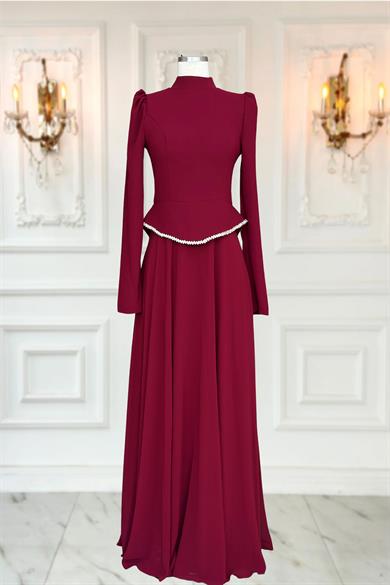 Naz Abiye Elbise Bordo