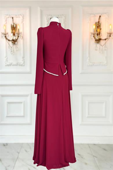 Naz Abiye Elbise Bordo