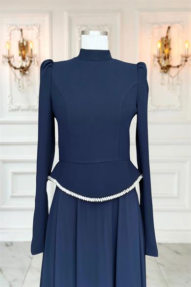 Naz Abiye Elbise Lacivert