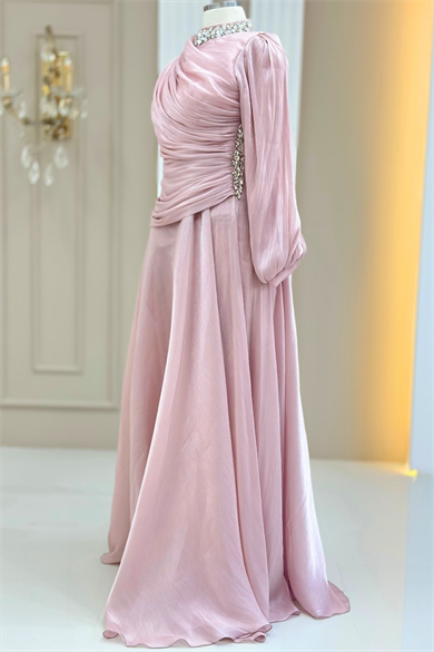 Nergis Abiye Elbise Pudra