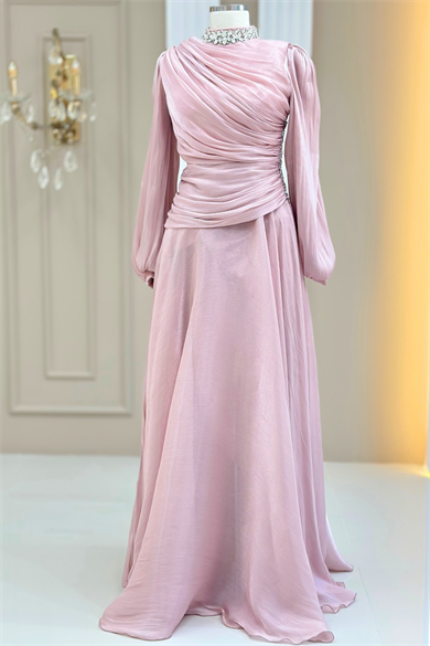 Nergis Abiye Elbise Pudra