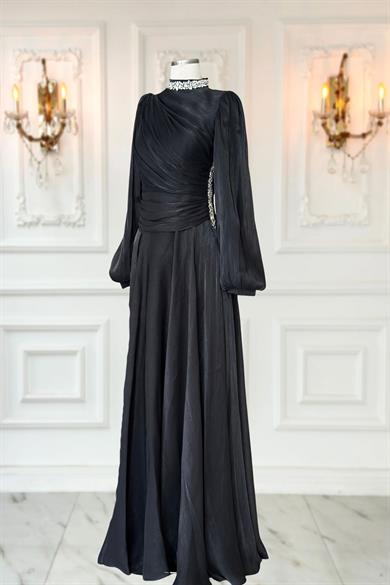 Nergis Abiye Elbise Siyah