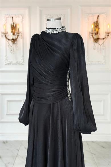 Nergis Abiye Elbise Siyah