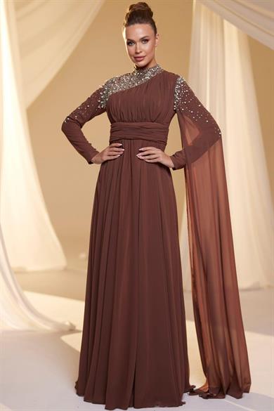 Nihal Tesettür Abiye Kahve