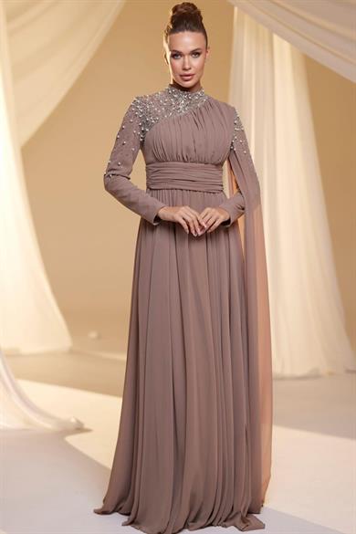 Nihal Tesettür Abiye Vizon