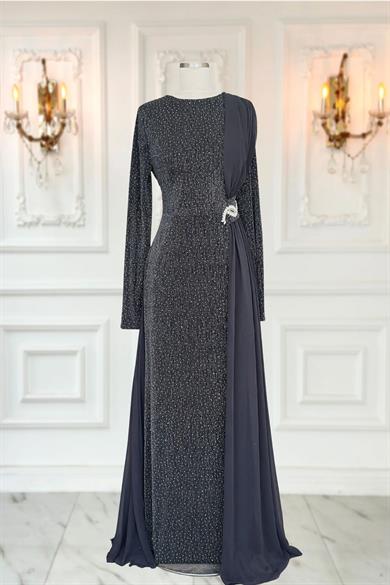 Nil Abiye Elbise Antrasit