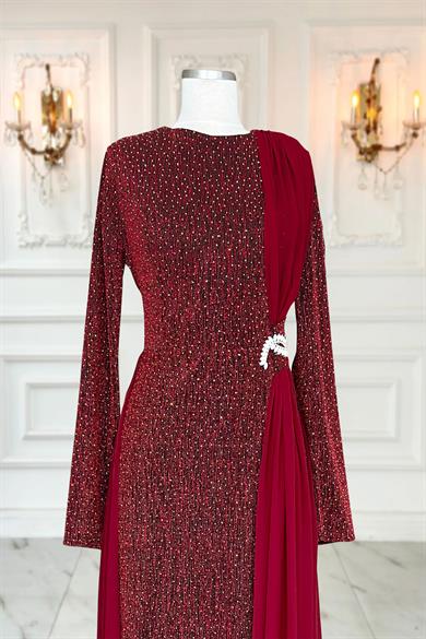 Nil Abiye Elbise Bordo