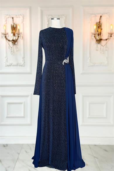 Nil Abiye Elbise İndigo