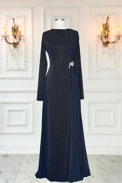 Nil Abiye Elbise Lacivert