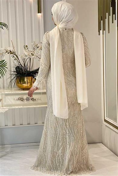 Pınar Şems Ensar Abiye Ekru