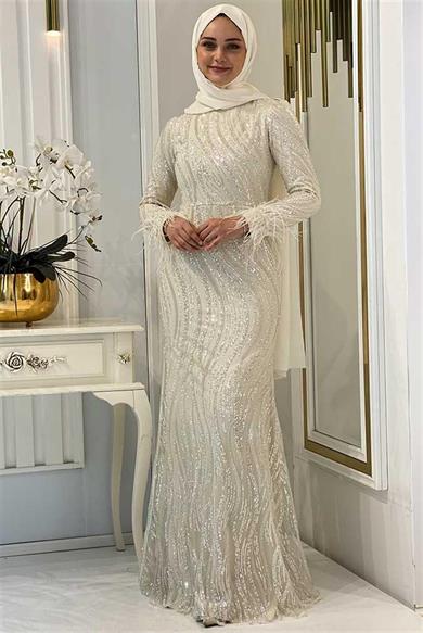 Pınar Şems Ensar Abiye Ekru