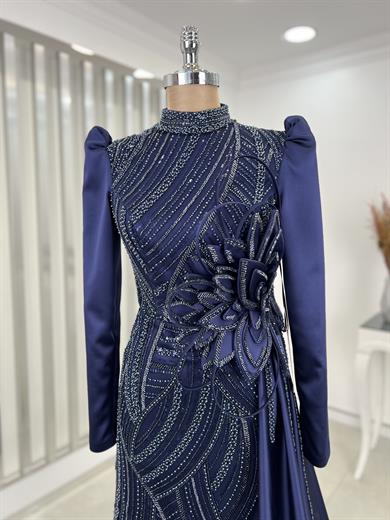 Ranazen Yaprak Abiye Lacivert