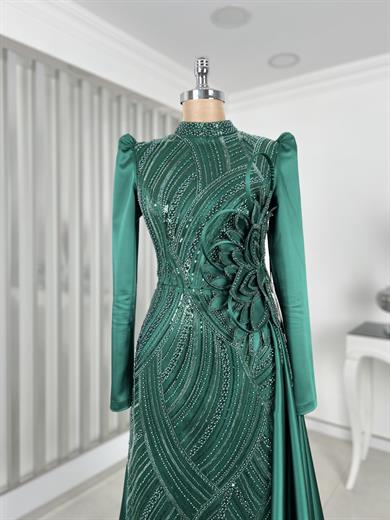 Ranazen Yaprak Abiye Zümrüt