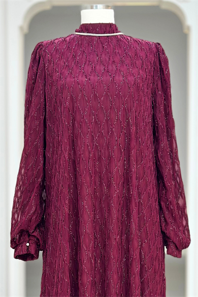 Ravza Abiye Elbise Bordo