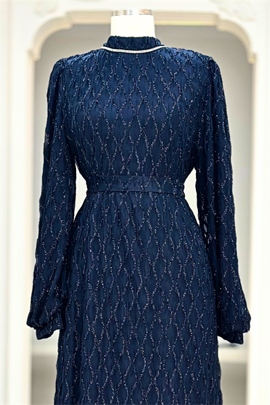 Ravza Abiye Elbise Lacivert