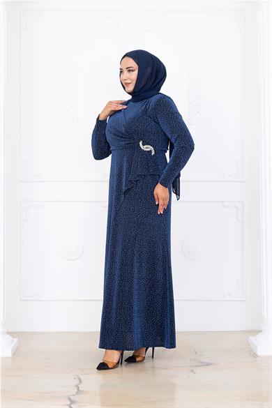Roza Abiye Elbise İndigo
