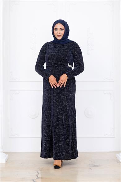 Roza Abiye Elbise Lacivert