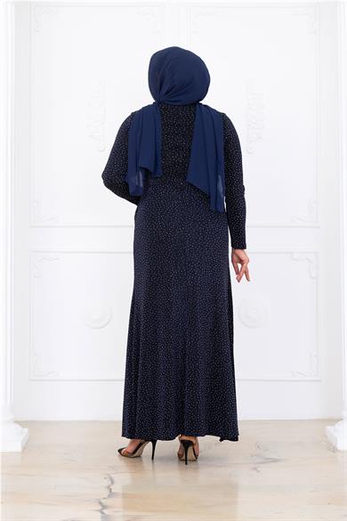 Roza Abiye Elbise Lacivert