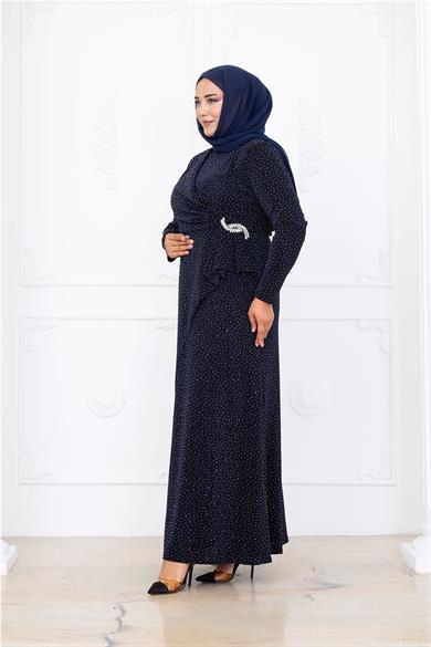 Roza Abiye Elbise Lacivert