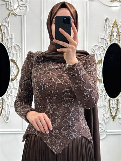 Salkım Abiye Kahverengi