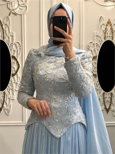 Salkım Abiye Mavi