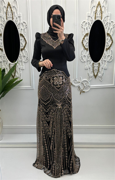 Seylan Abiye Siyah-Gold