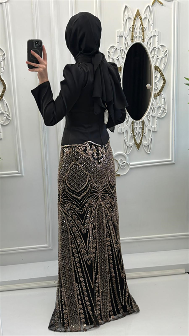 Seylan Abiye Siyah-Gold