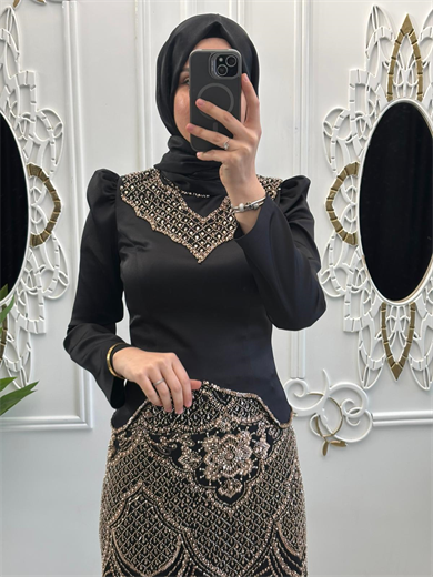 Seylan Abiye Siyah-Gold