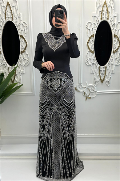 Seylan Abiye Siyah-Gümüş