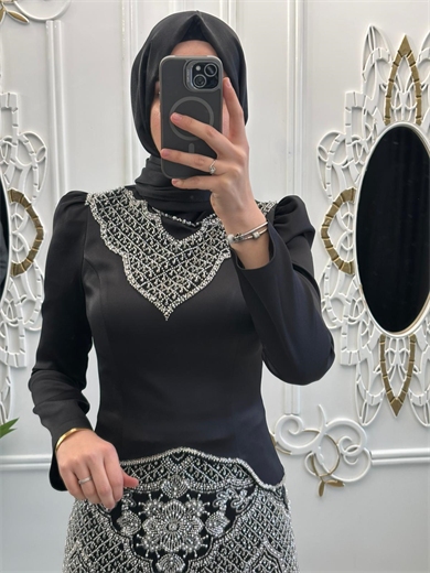 Seylan Abiye Siyah-Gümüş