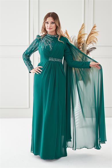 Şifon Abiye Zümrüt