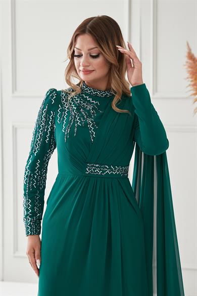 Şifon Abiye Zümrüt